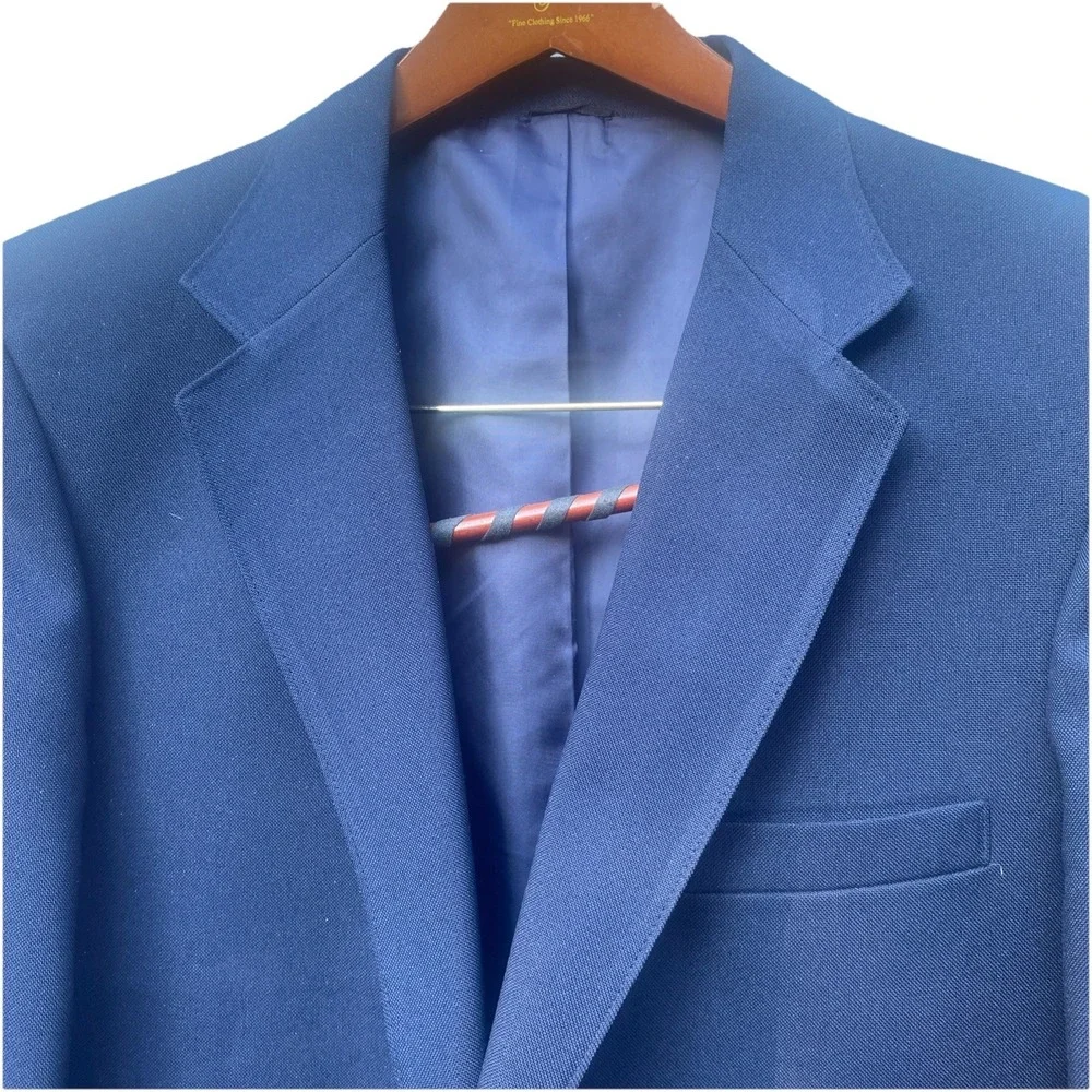 VTG Levi's‎ Action Suit Blazer Men's 44R Navy Blue Polyester Jacket Sport Coat